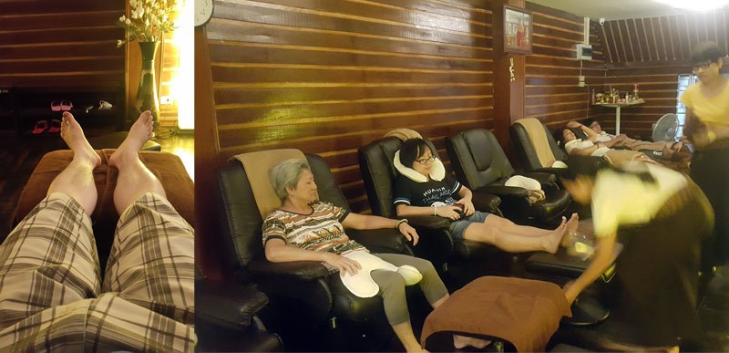 Ăn xong đi massage phát cho cái chân thư giãn sau mấy hôm đi bộ