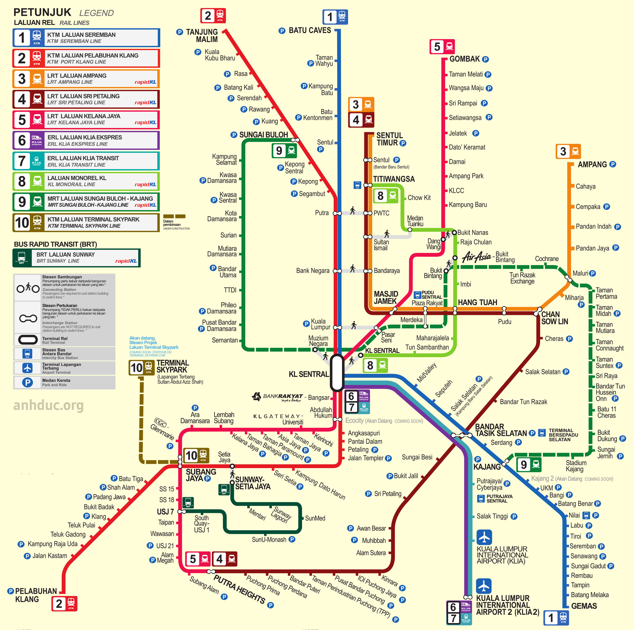 Bản đồ tàu điện Kuala Lumpua